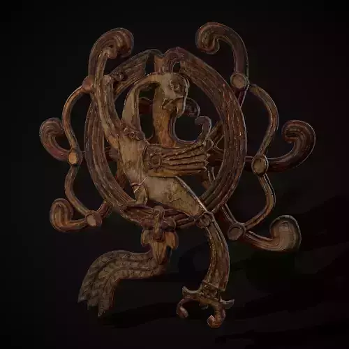 Wood Phoenix Relief Low-poly 3D model