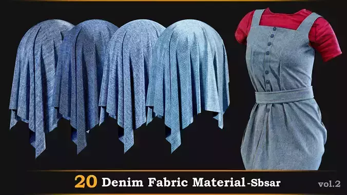 20 Denim Fabric Material-Sbsar Vol-2