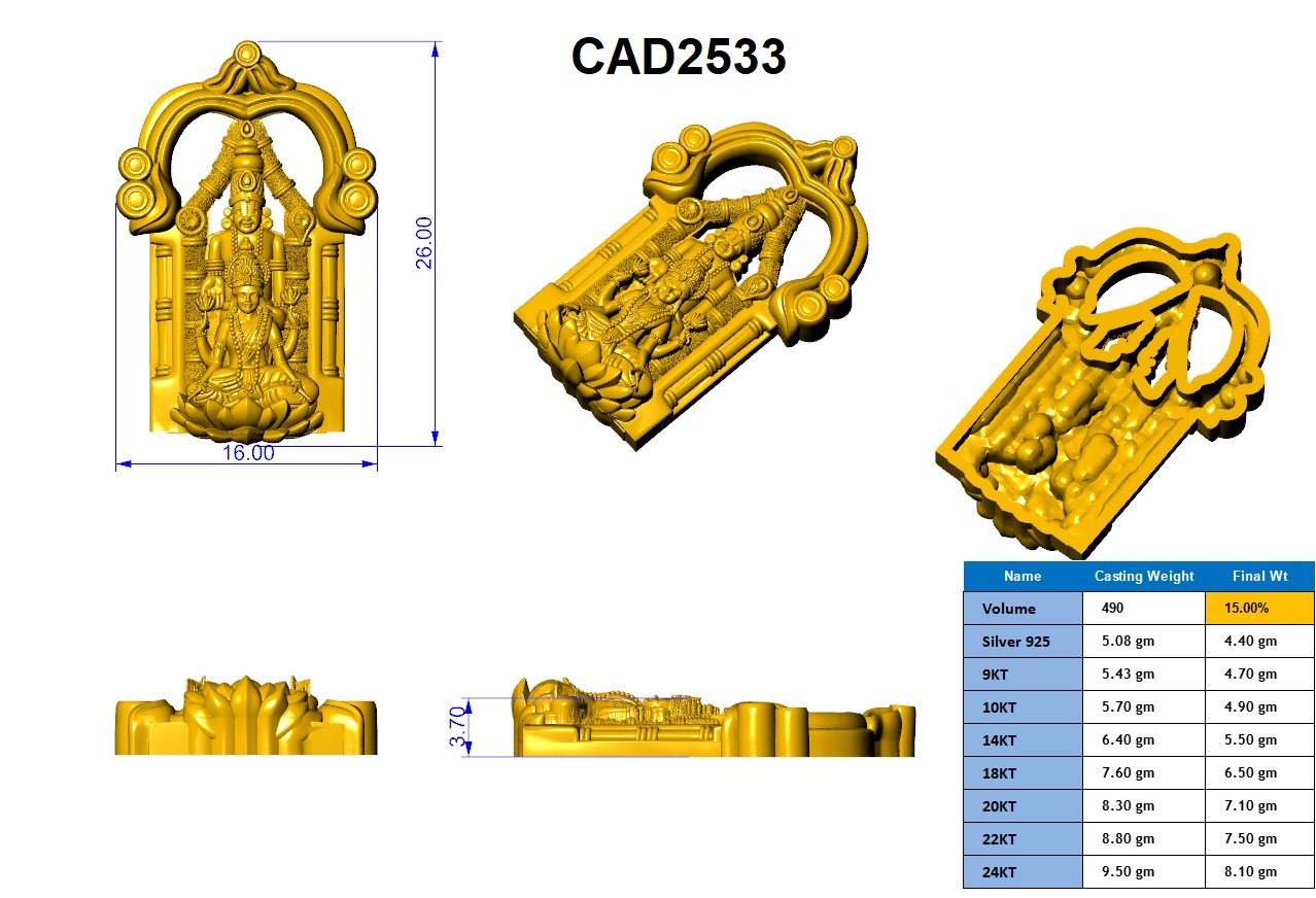 Tirupati Balaji 3D print model Pendant  3D print model_9
