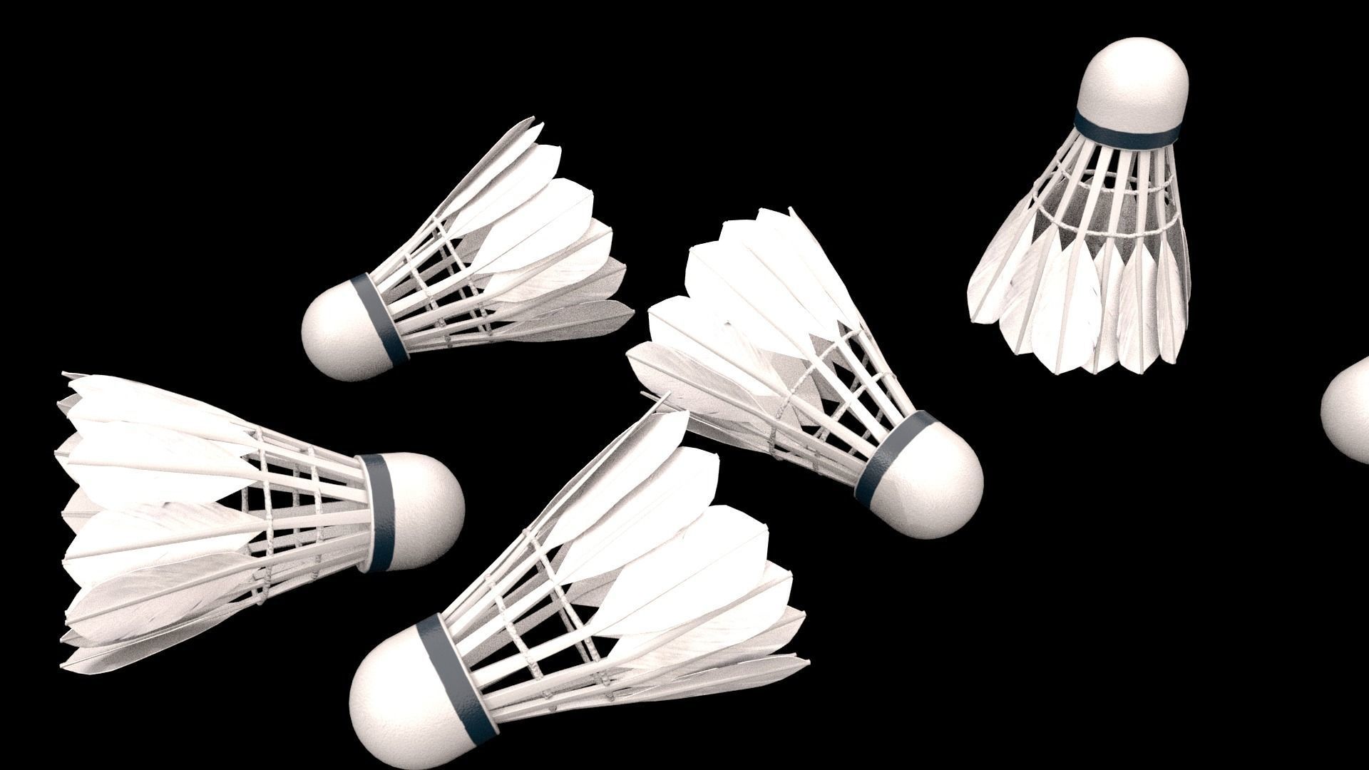 Badminton Shuttle Low-poly 3D model_2