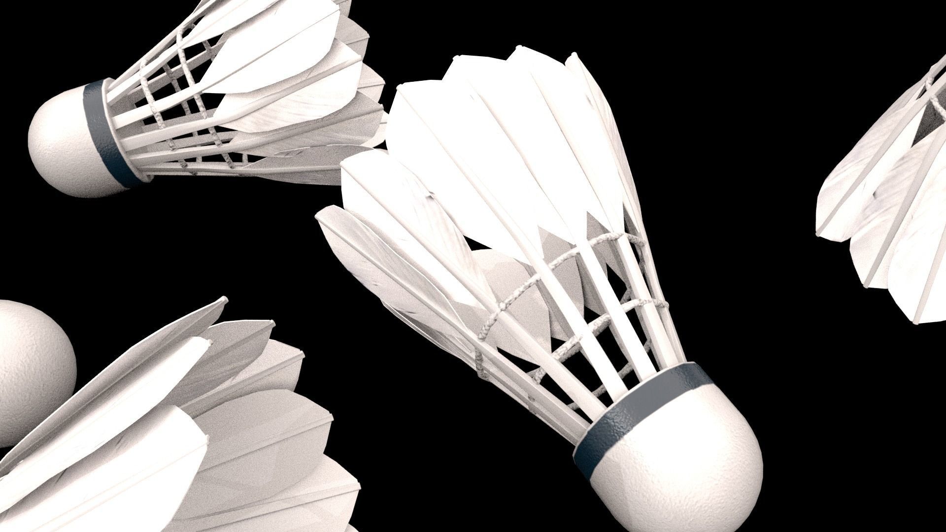 Badminton Shuttle Low-poly 3D model_4