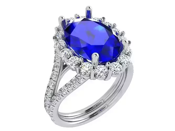 Oval Halo Split Shank Ring 3539