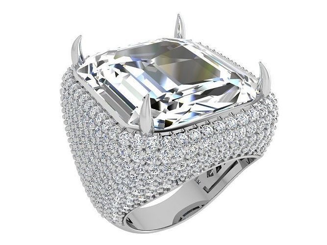 Emerald Cut French Pave Ring 3541 3D print model