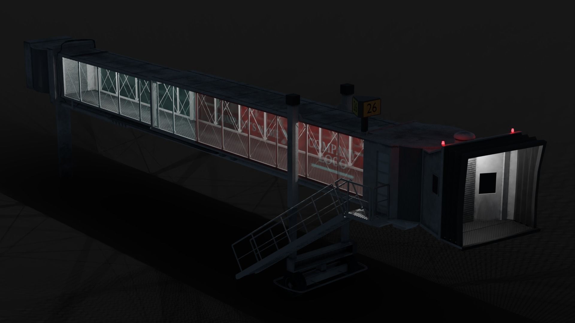 Airport Boarding Jetway Bridge Low-poly 3D model_10