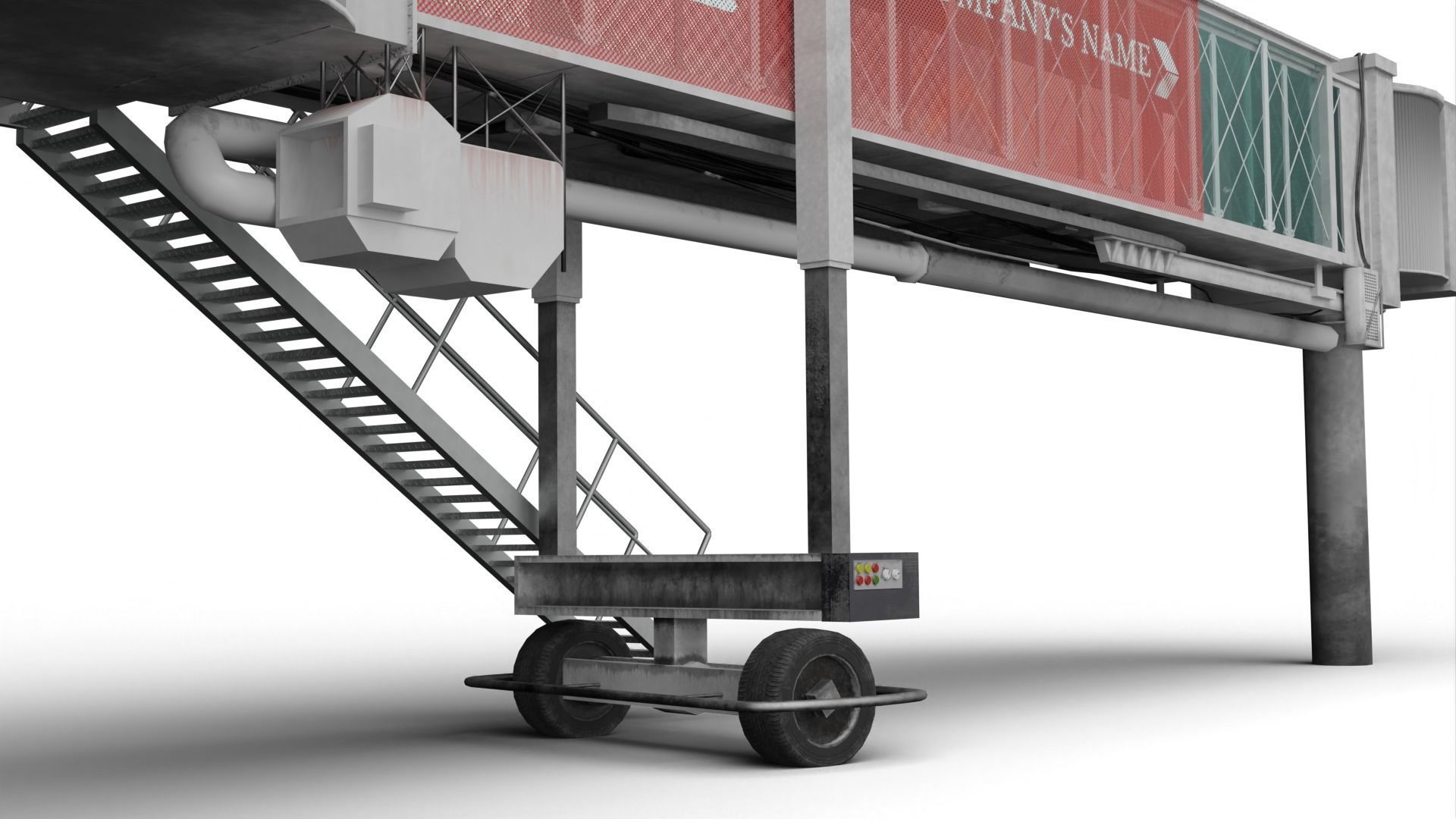 Airport Boarding Jetway Bridge Low-poly 3D model_6