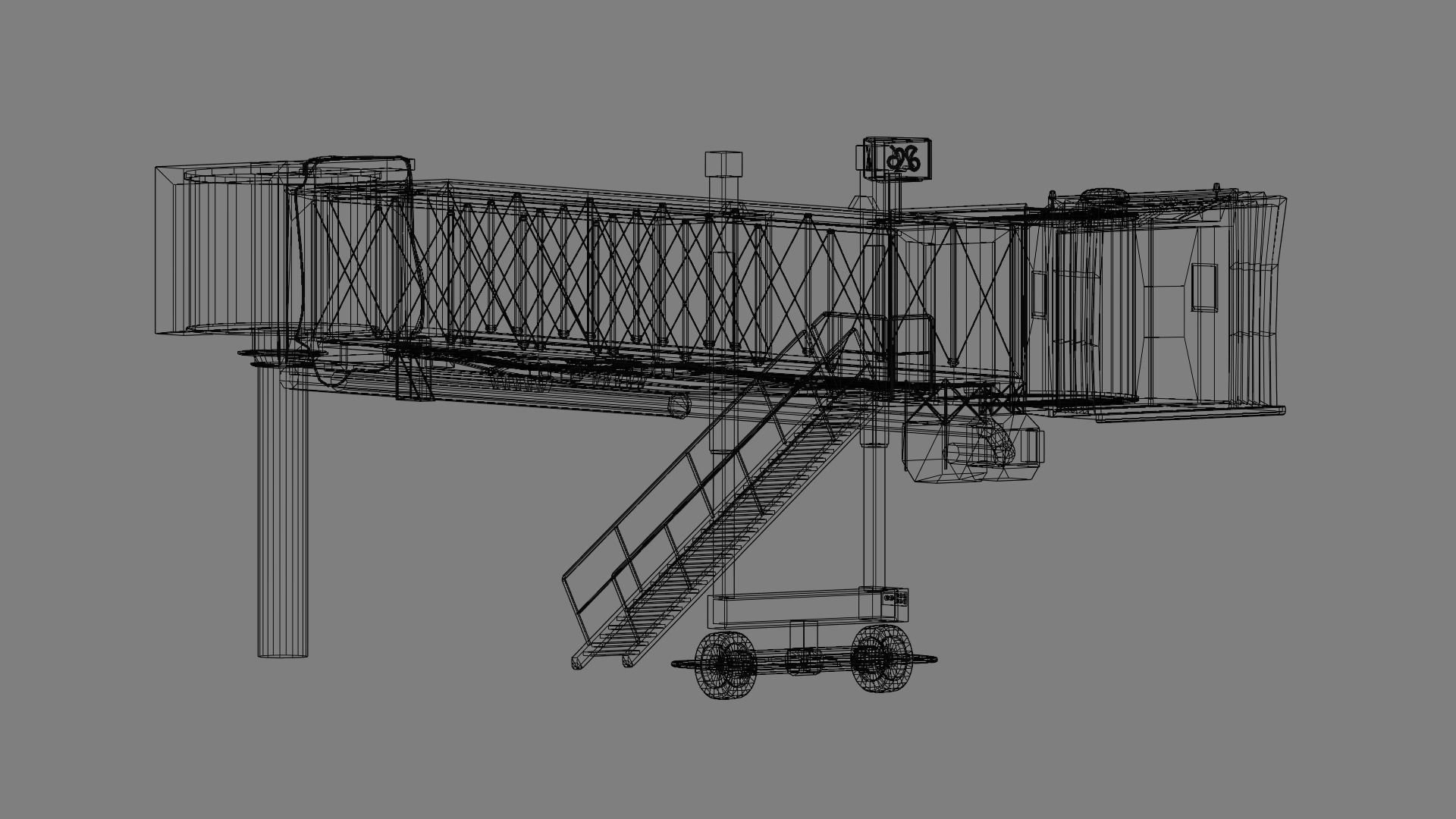 Airport Boarding Jetway Bridge Low-poly 3D model_13