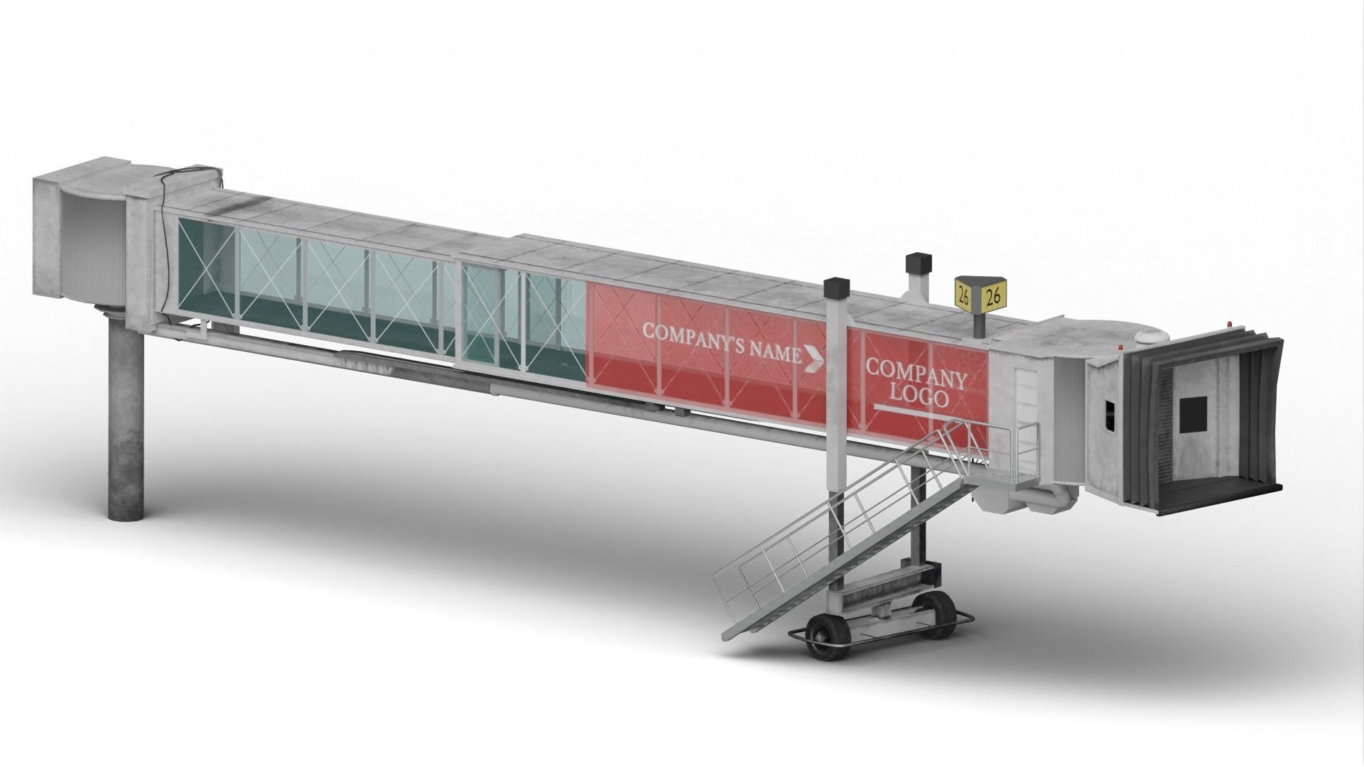 Airport Boarding Jetway Bridge Low-poly 3D model_8