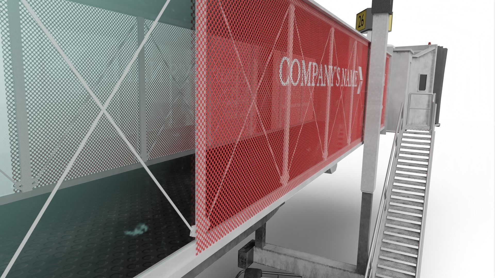 Airport Boarding Jetway Bridge Low-poly 3D model_3