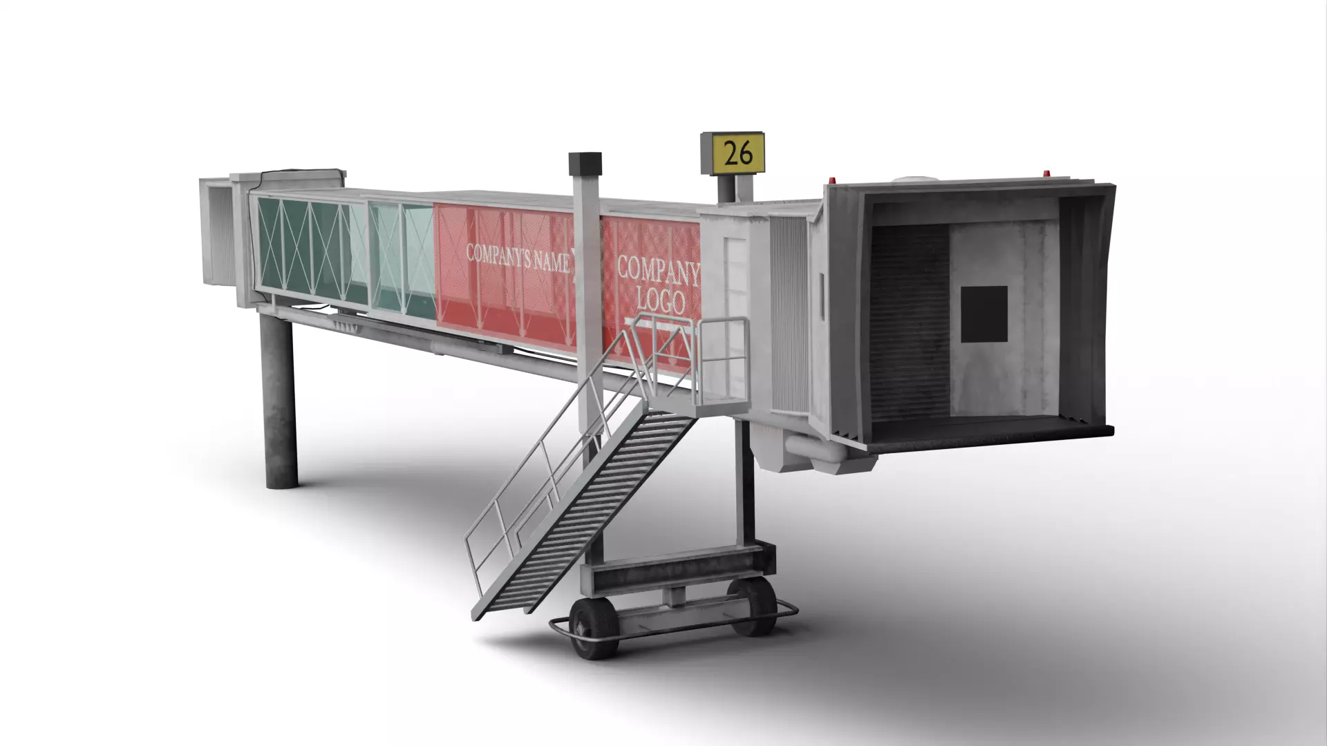 Airport Boarding Jetway Bridge Low-poly 3D model_0
