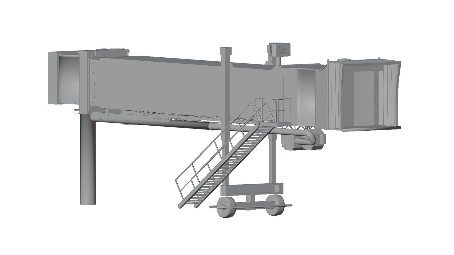 Airport Boarding Jetway Bridge Low-poly 3D model_12