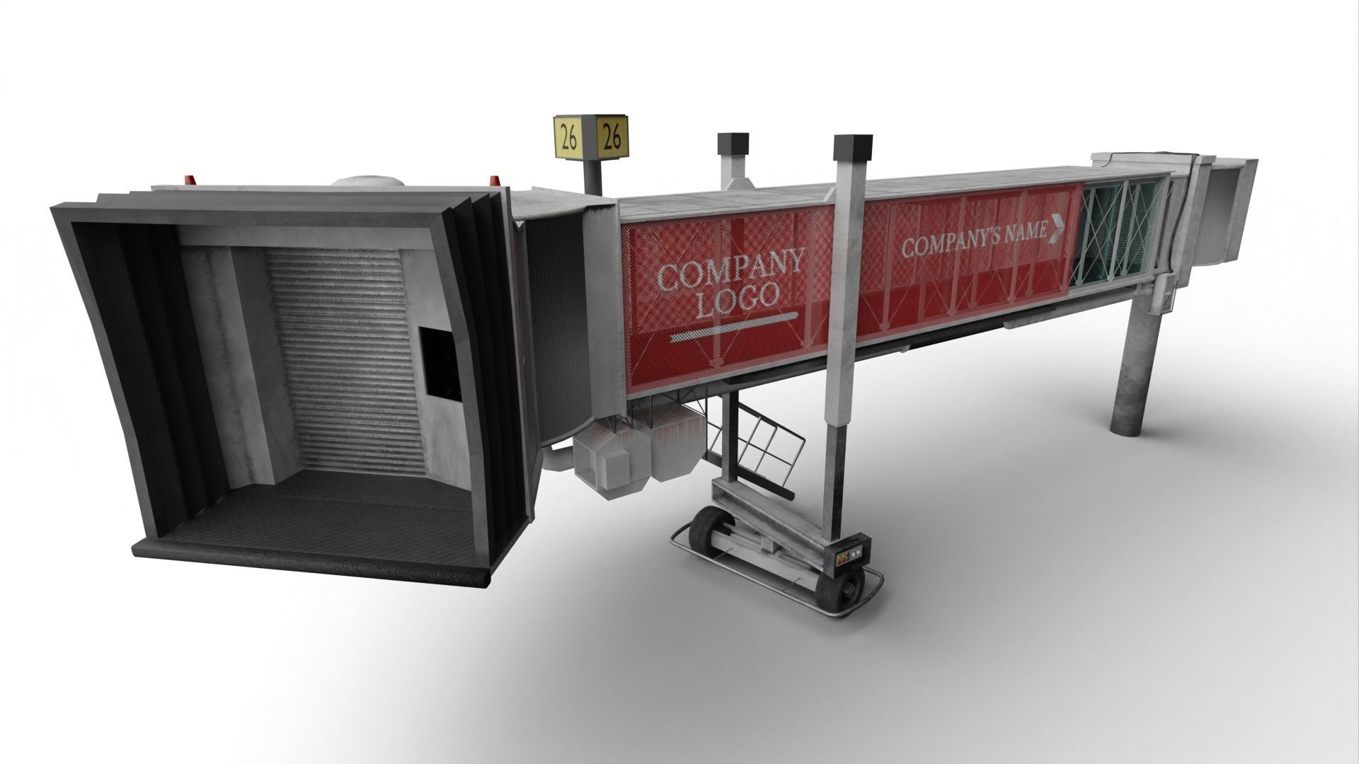 Airport Boarding Jetway Bridge Low-poly 3D model_2