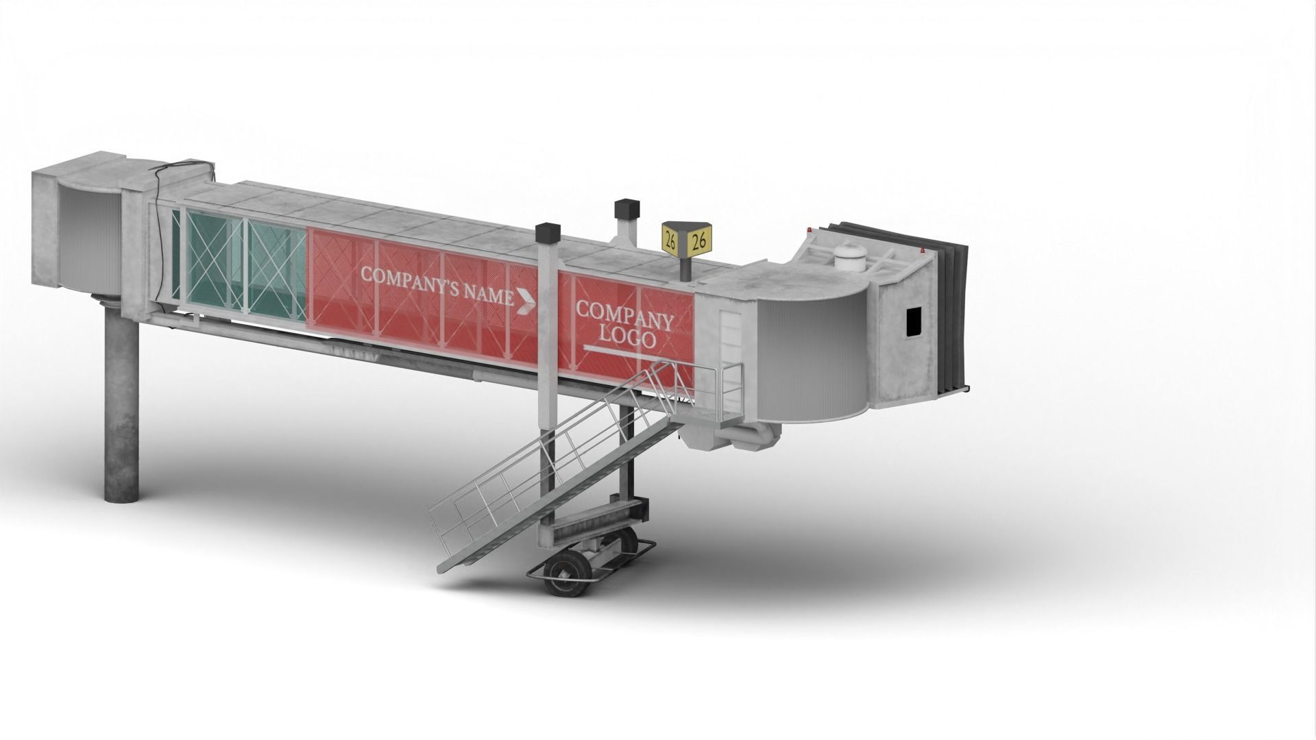 Airport Boarding Jetway Bridge Low-poly 3D model_9