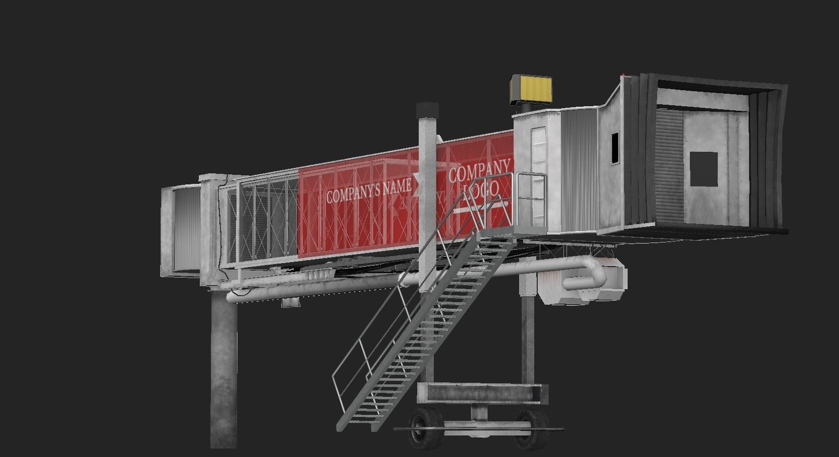 Airport Boarding Jetway Bridge Low-poly 3D model_16