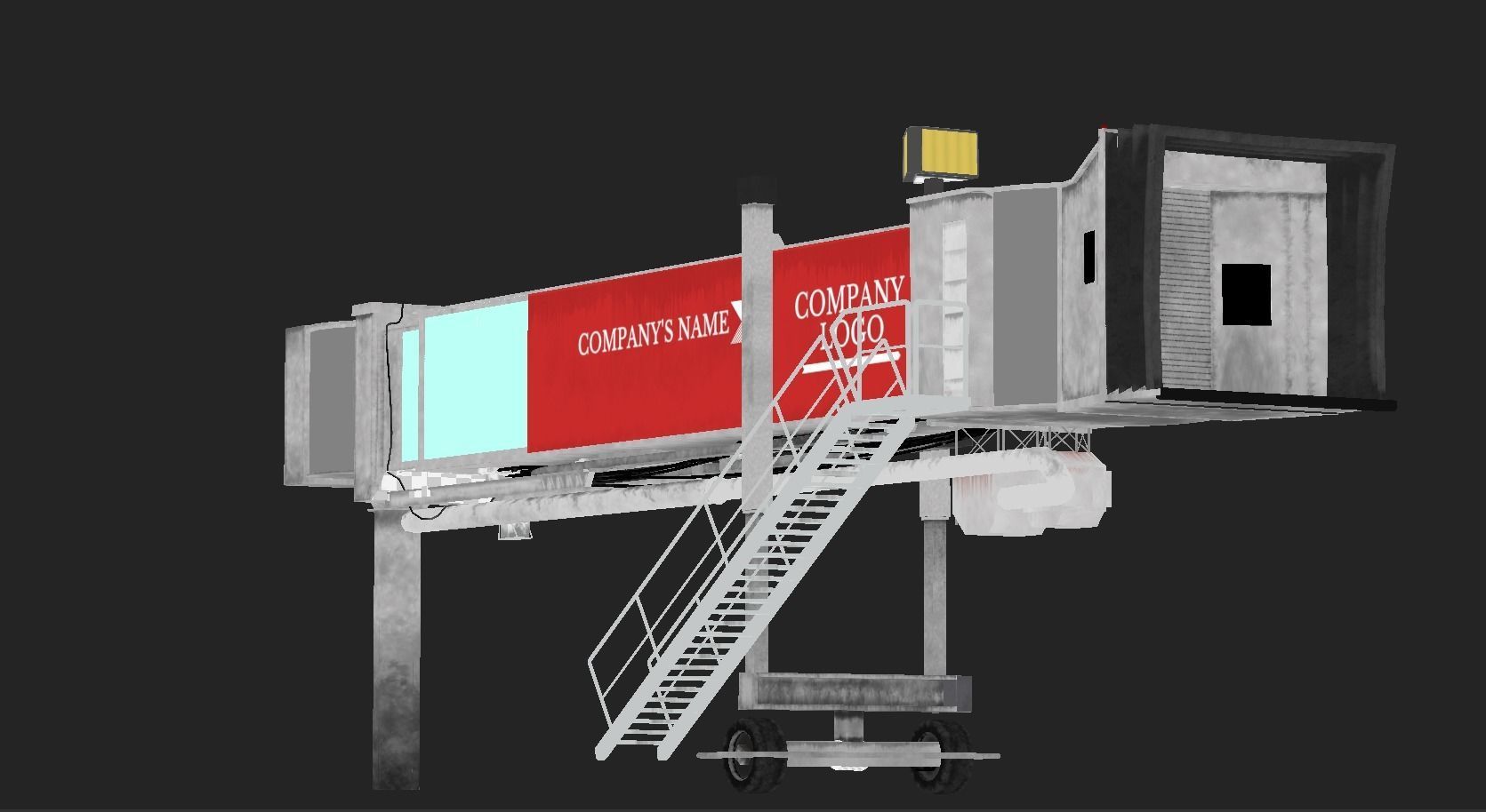 Airport Boarding Jetway Bridge Low-poly 3D model_15