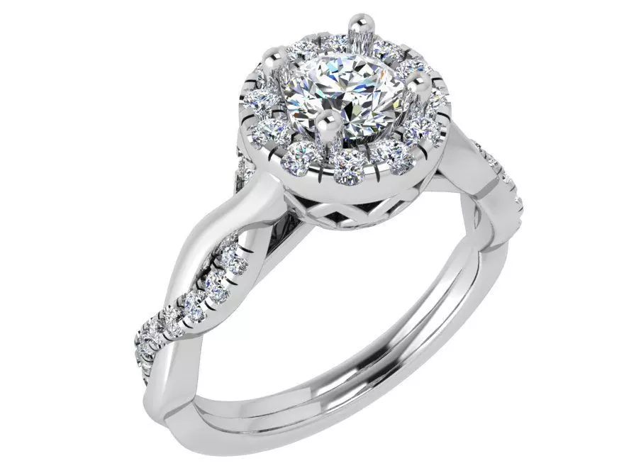 Round Halo Twisted Ring 3550 3D print model