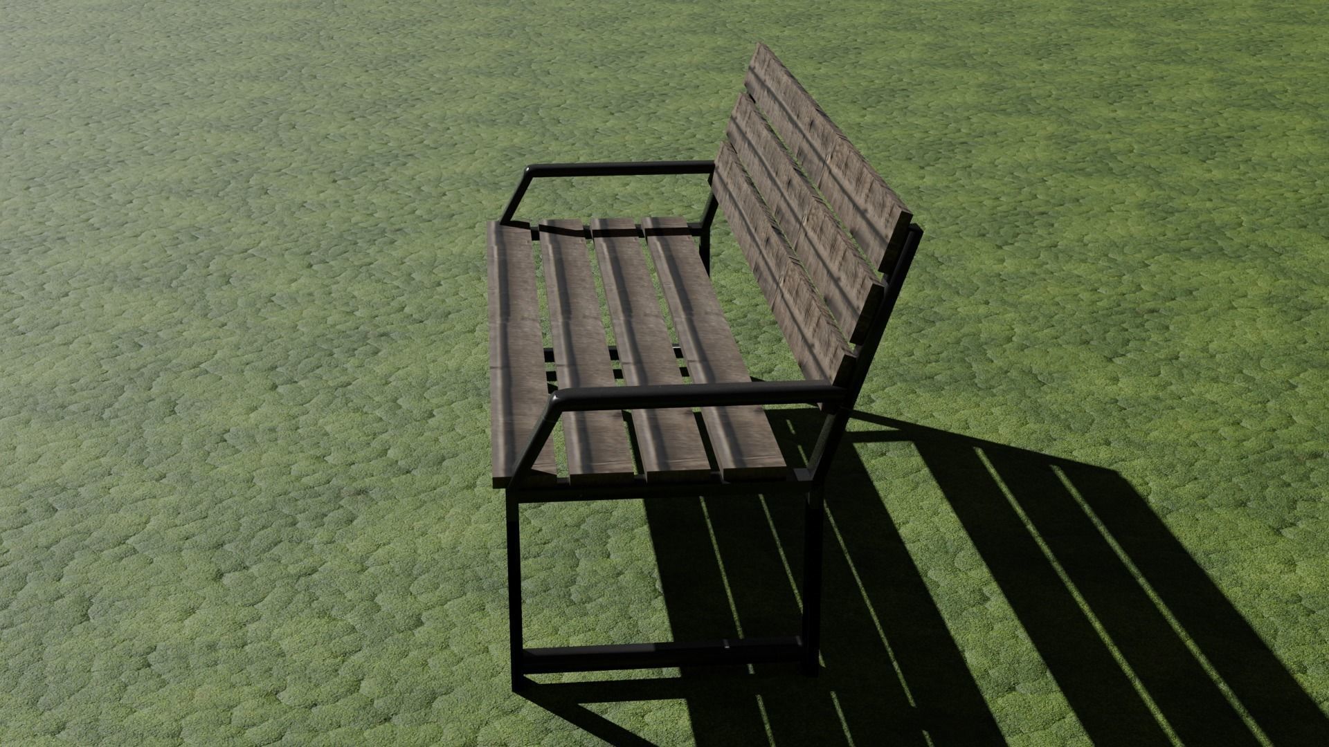 Bench Low-poly 3D model_5