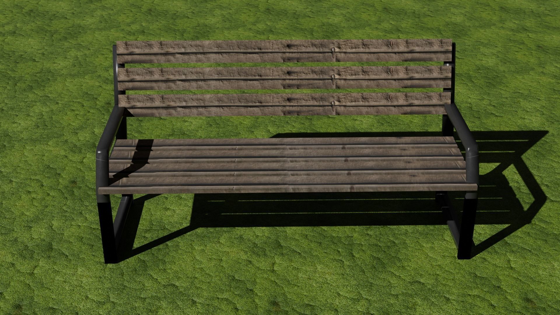 Bench Low-poly 3D model_2