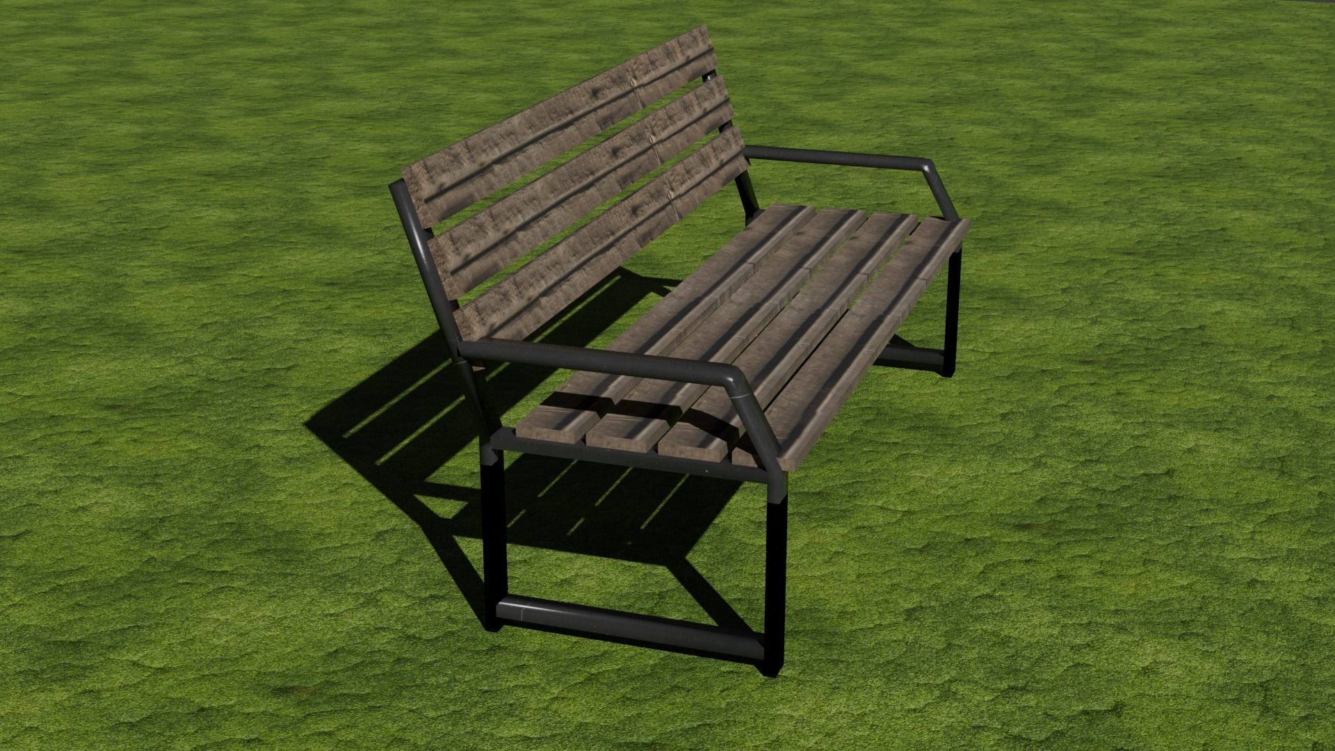 Bench Low-poly 3D model_6