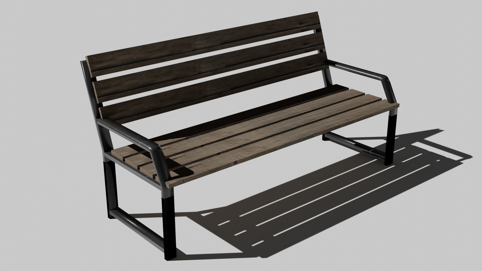 Bench Low-poly 3D model_3