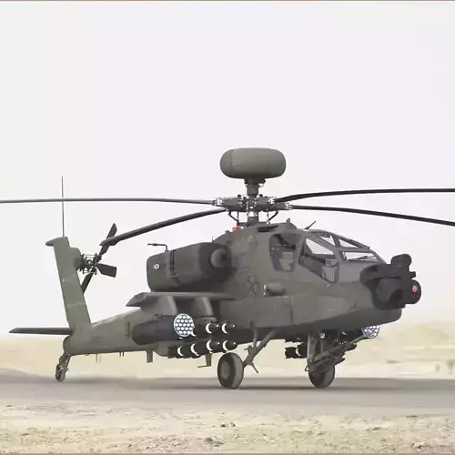AH64E Apache Longbow Helicopter Green Low-poly 3D model