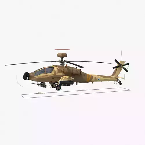 AH64E Apache Longbow Helicopter Desert Rigged Low-poly 3D model