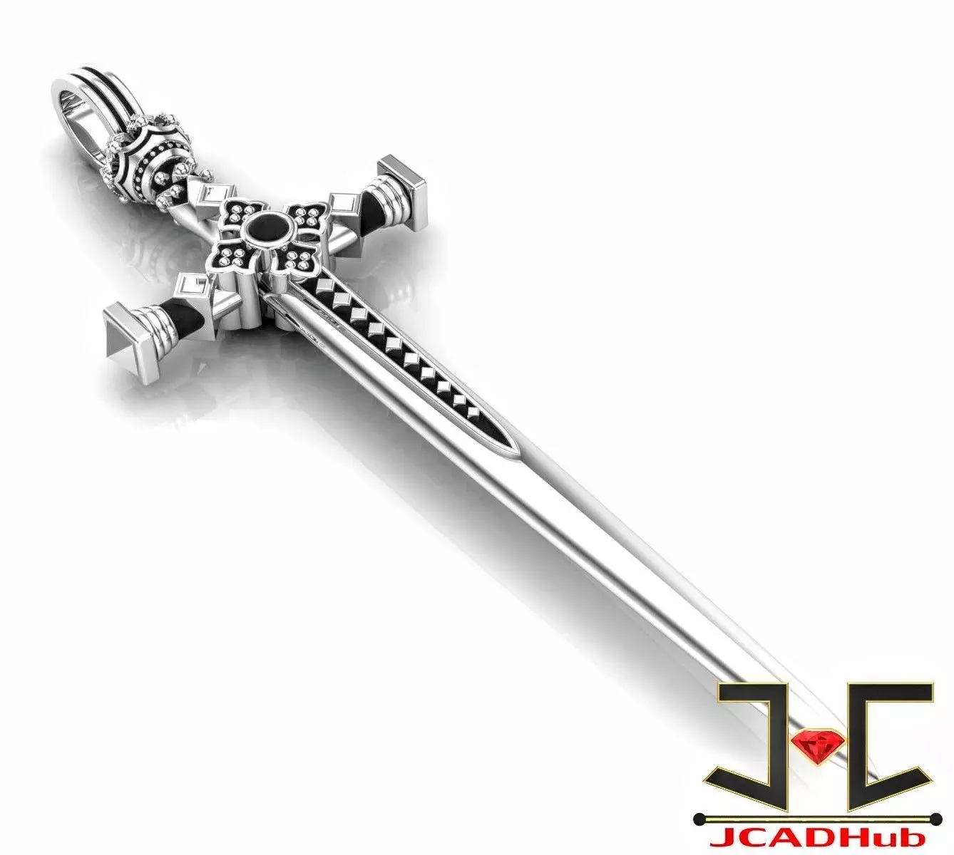 0180 - Stylish Antique Sword Pendant Without Diamond 3D print model