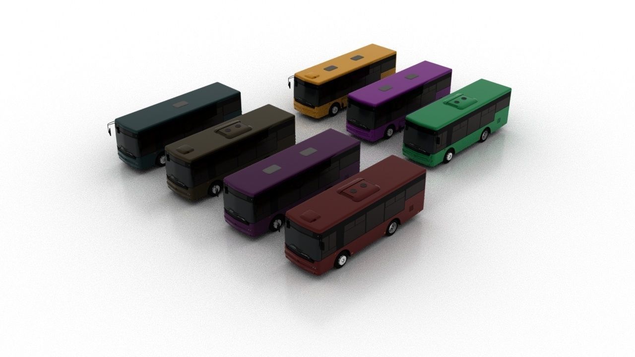 Bogdan Mini City Bus Pack Low 3D Model Collection_3
