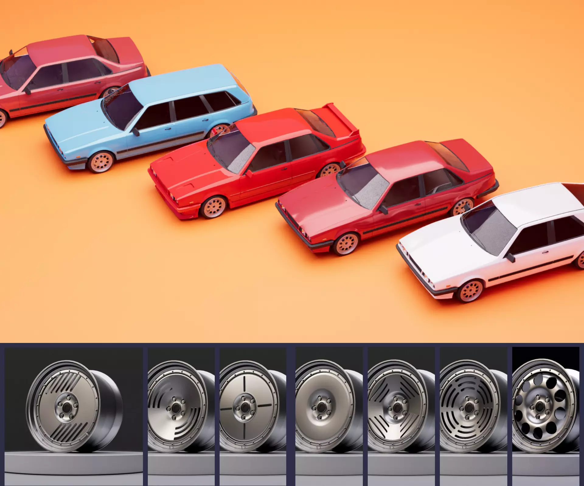 80s car pack 3D Model Collection_0