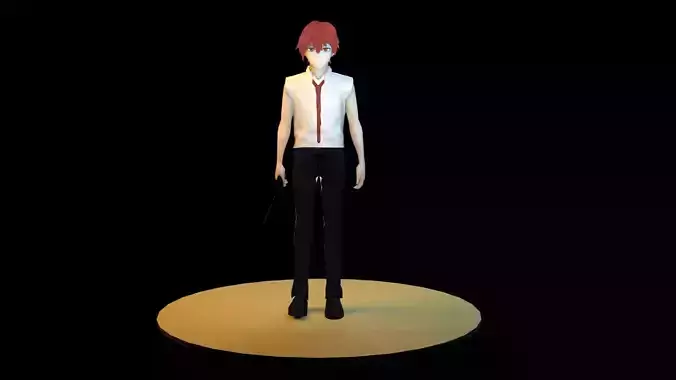 Anime  game-ready character Low-poly 3D model
