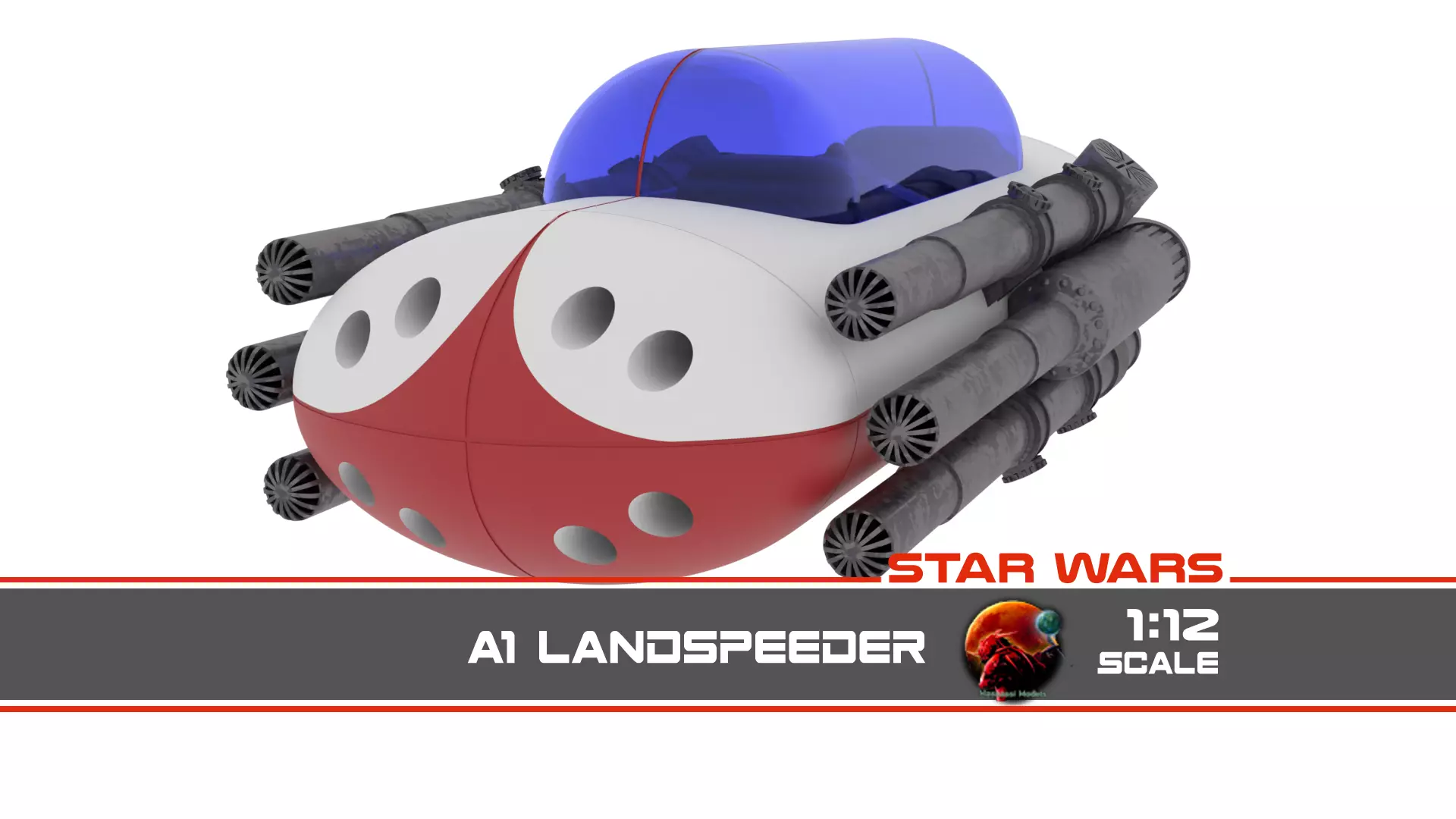 A1 Landspeeder 1-12 scale Blackseries 3D print model_0