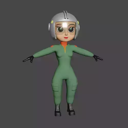 3D game-ready Cartoon racer girl