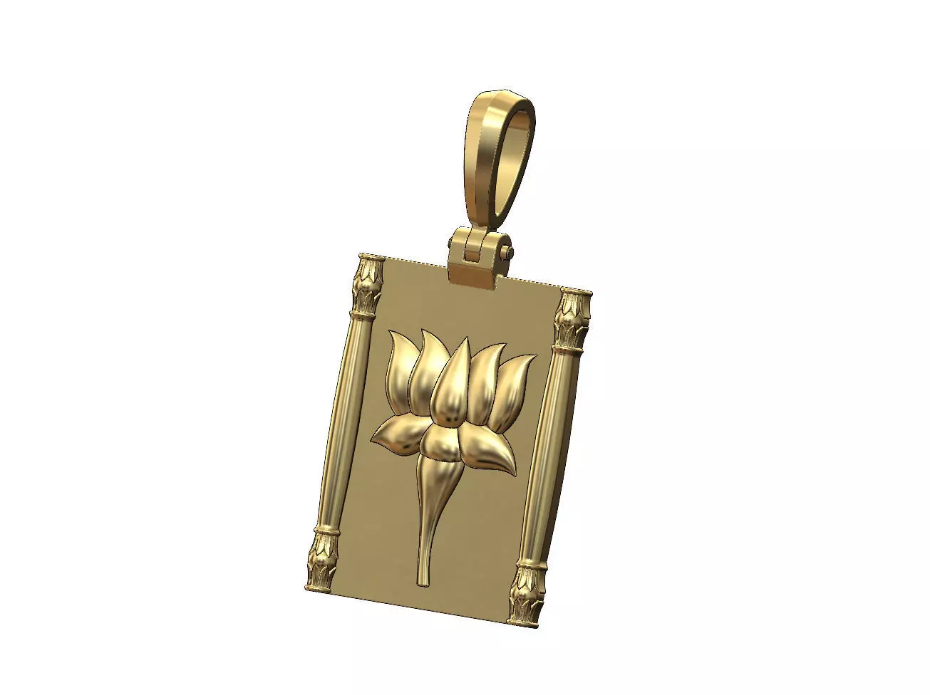 Lotus flower relief and columns pendant charm 3D print model_0