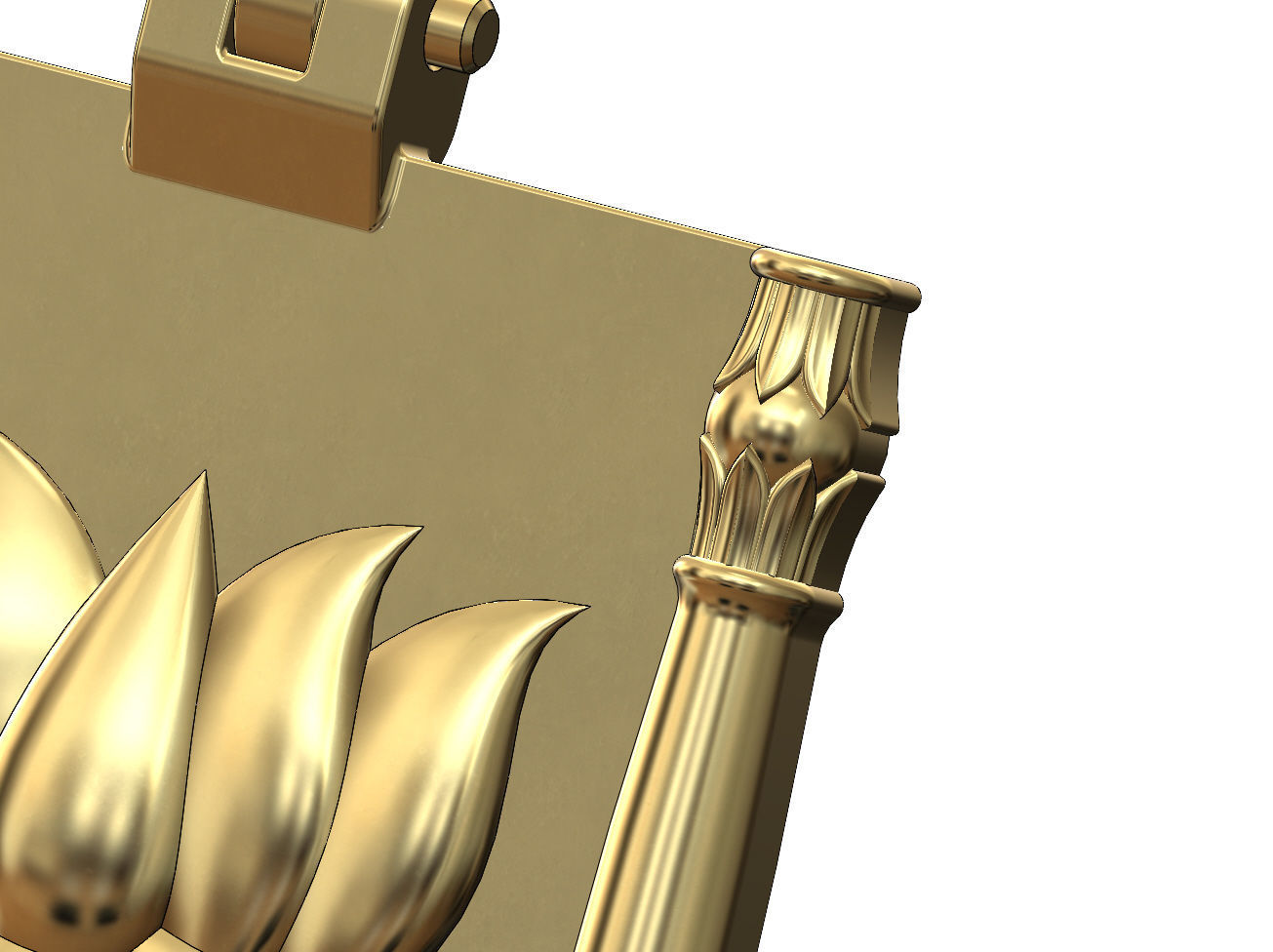 Lotus flower relief and columns pendant charm 3D print model_2