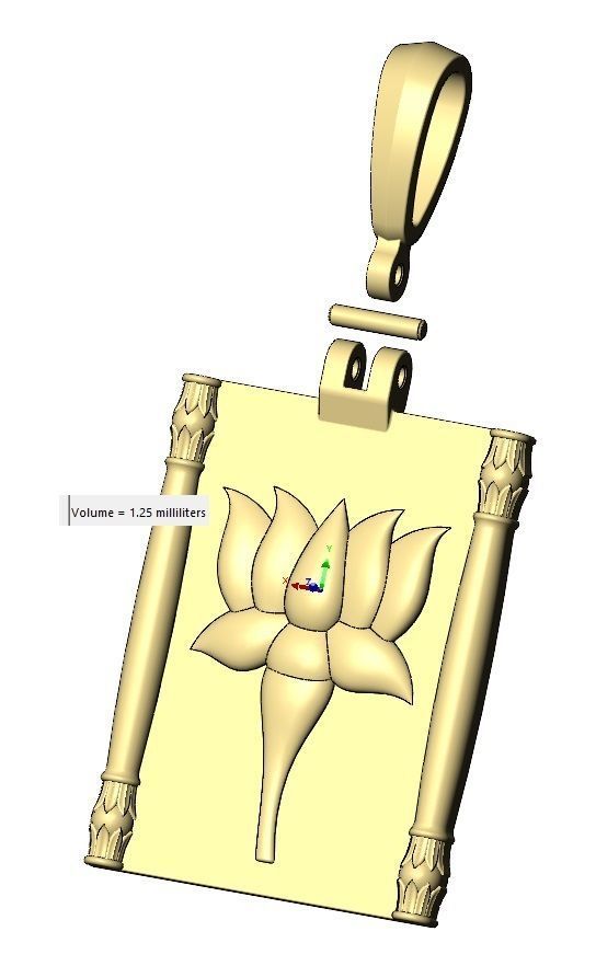 Lotus flower relief and columns pendant charm 3D print model_11