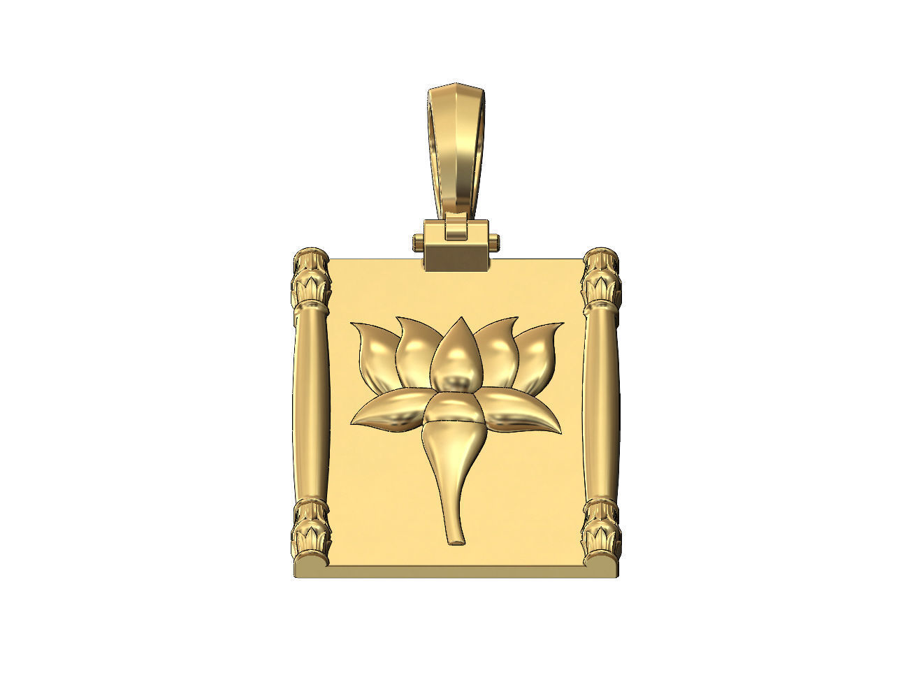 Lotus flower relief and columns pendant charm 3D print model_4
