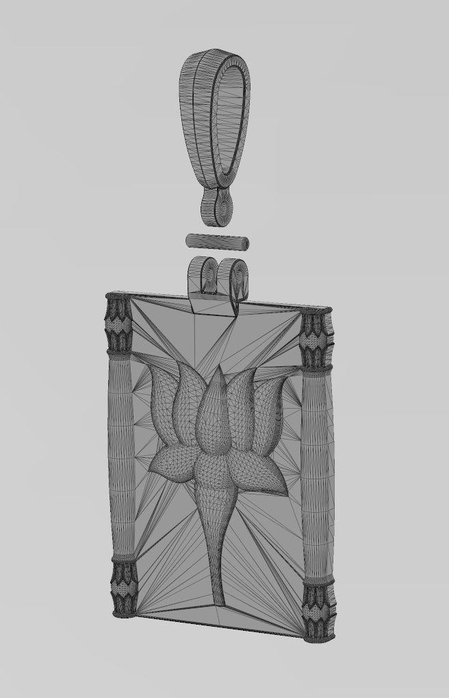 Lotus flower relief and columns pendant charm 3D print model_12