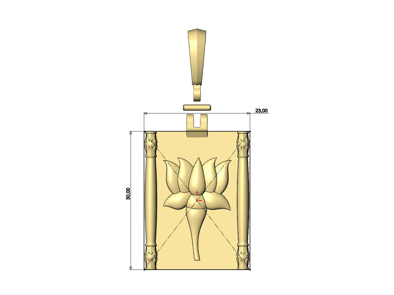 Lotus flower relief and columns pendant charm 3D print model_7