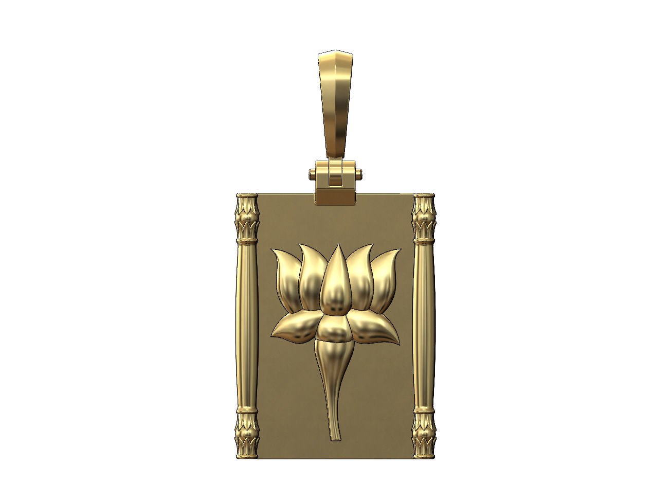 Lotus flower relief and columns pendant charm 3D print model_1