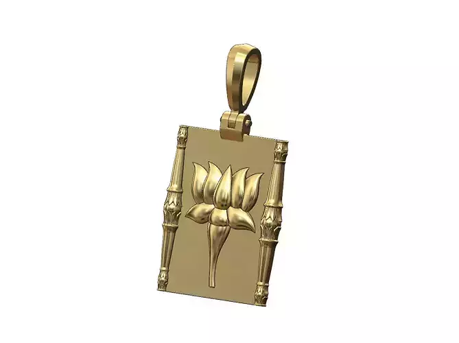 Lotus bead columns and flower relief pendant charm