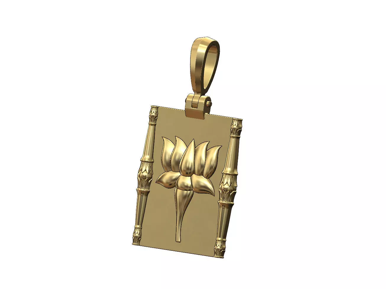 Lotus bead columns and flower relief pendant charm 3D print model_0