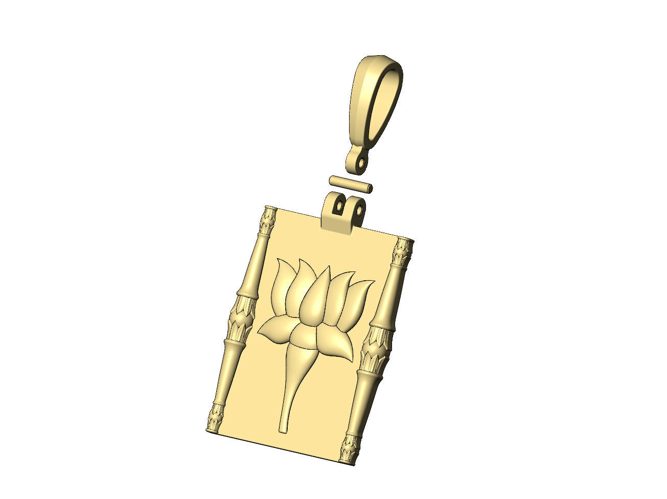 Lotus bead columns and flower relief pendant charm 3D print model_6