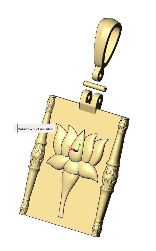 Lotus bead columns and flower relief pendant charm 3D print model_14