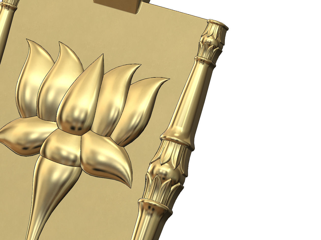 Lotus bead columns and flower relief pendant charm 3D print model_2