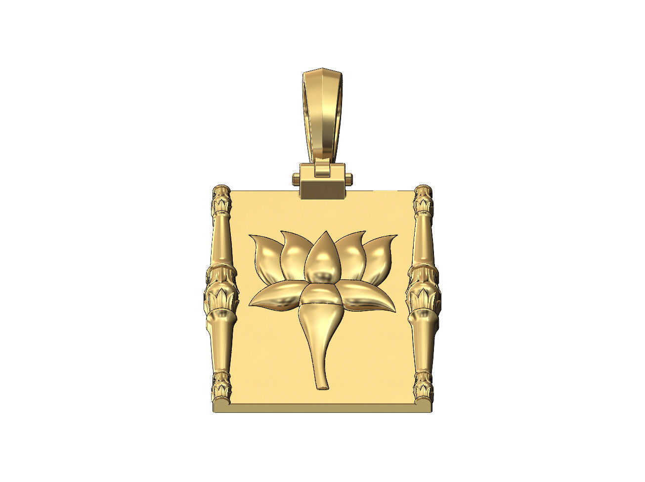 Lotus bead columns and flower relief pendant charm 3D print model_4