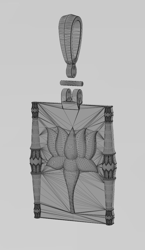 Lotus bead columns and flower relief pendant charm 3D print model_12