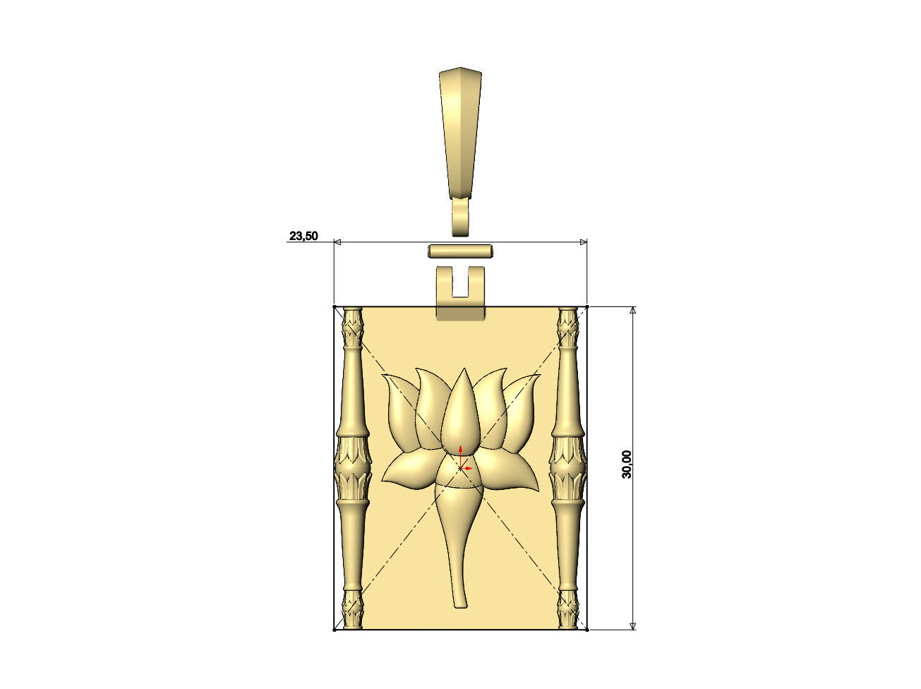 Lotus bead columns and flower relief pendant charm 3D print model_7