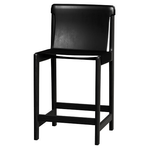 BURANO CHARCOAL GREY LEATHER SLING COUNTER STOOL SET OF 2 3D model