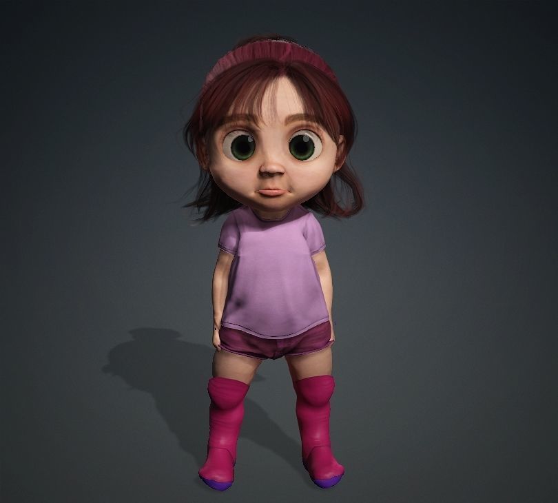 Cartoon Girl Rigged 3D model 3D model_6