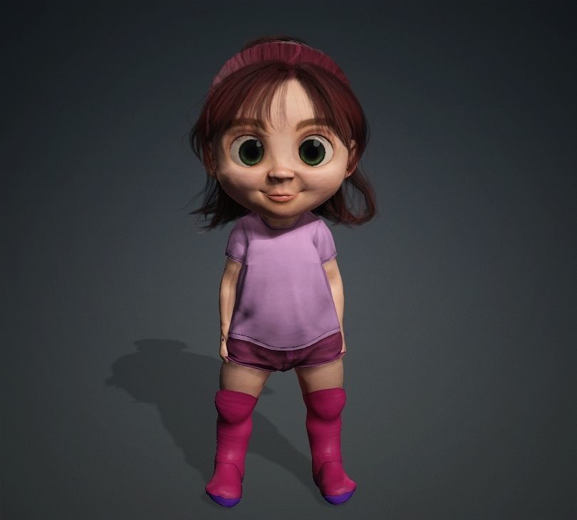 Cartoon Girl Rigged 3D model 3D model_5