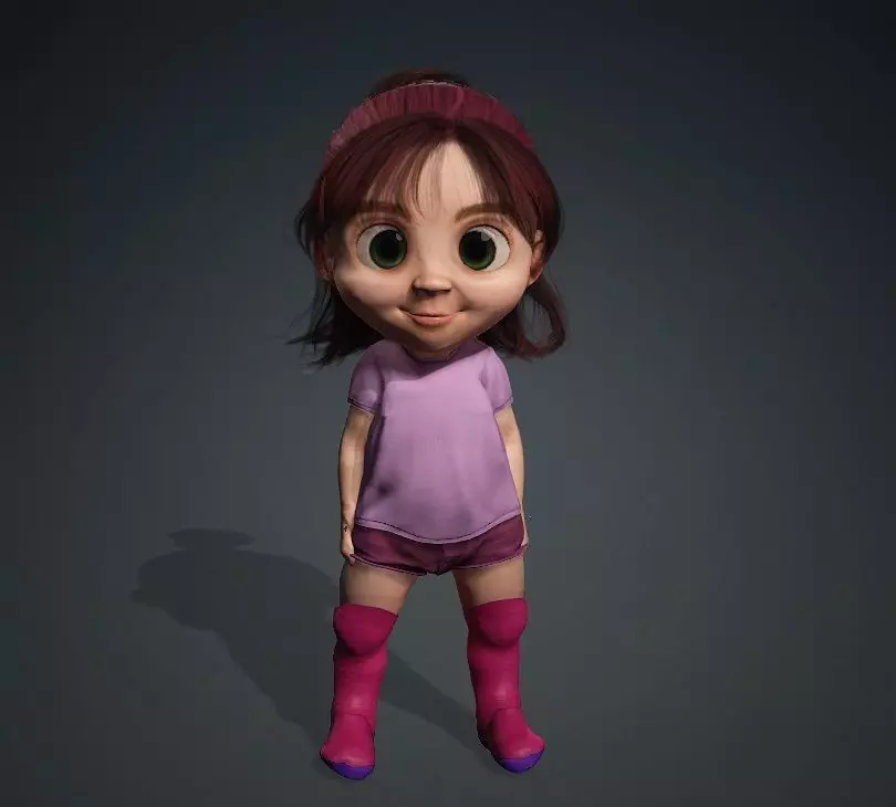 Cartoon Girl Rigged 3D model 3D model_0